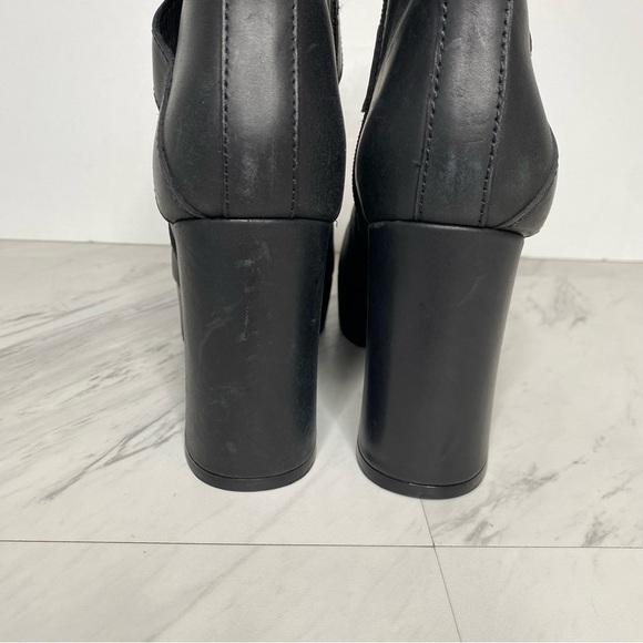 Jeffrey Campbell Amuse Black Leather Square Toe Heeled Platform Boot 7 - Picture 4 of 15